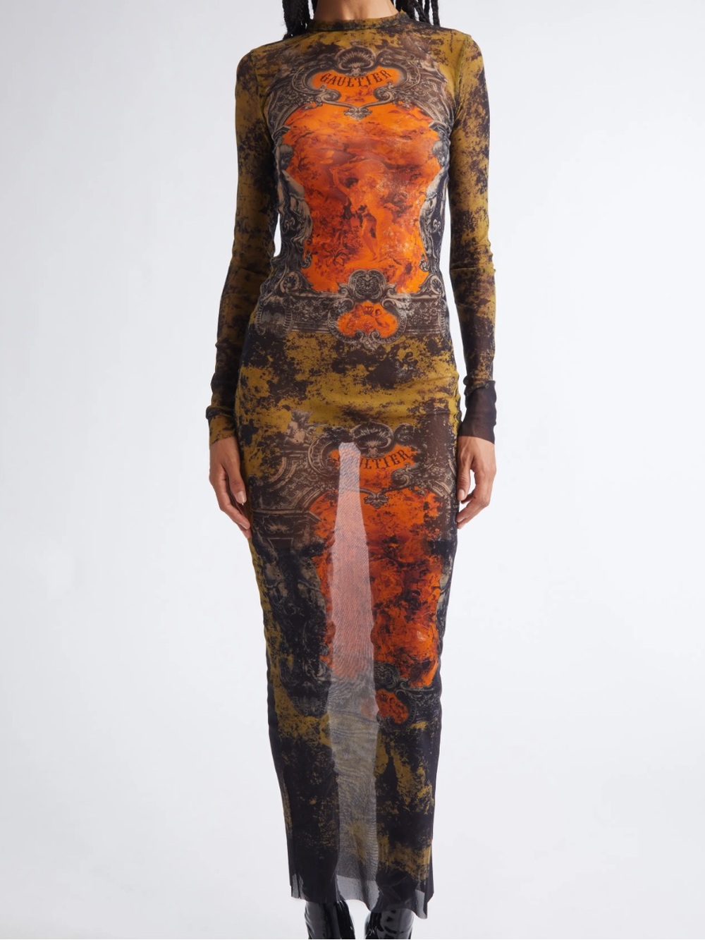 Jean Paul Gaultier Olive & Orange Medallion Dress